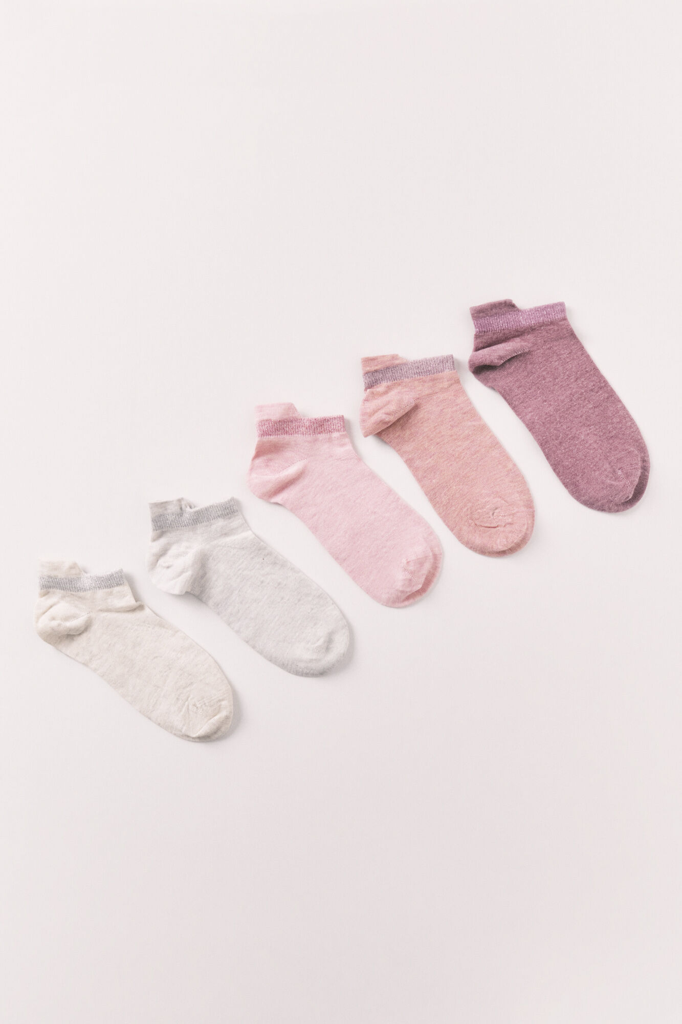 Women'secret Lot de 5 chaussettes courtes sportives roses