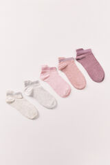 Women'secret Lot de 5 chaussettes courtes sportives roses imprim&eacute;