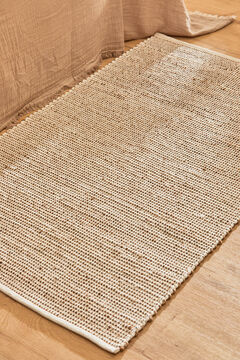 Womensecret Teppich aus Jute und Baumwolle Wollweiß West mit Print