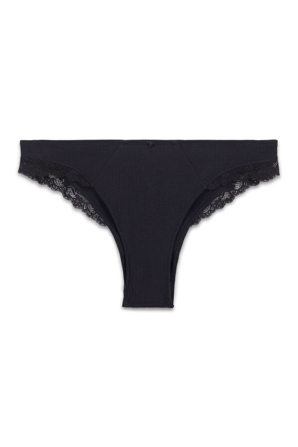 Women'secret Cuequinha brasileira em algod&atilde;o canelado preto preto