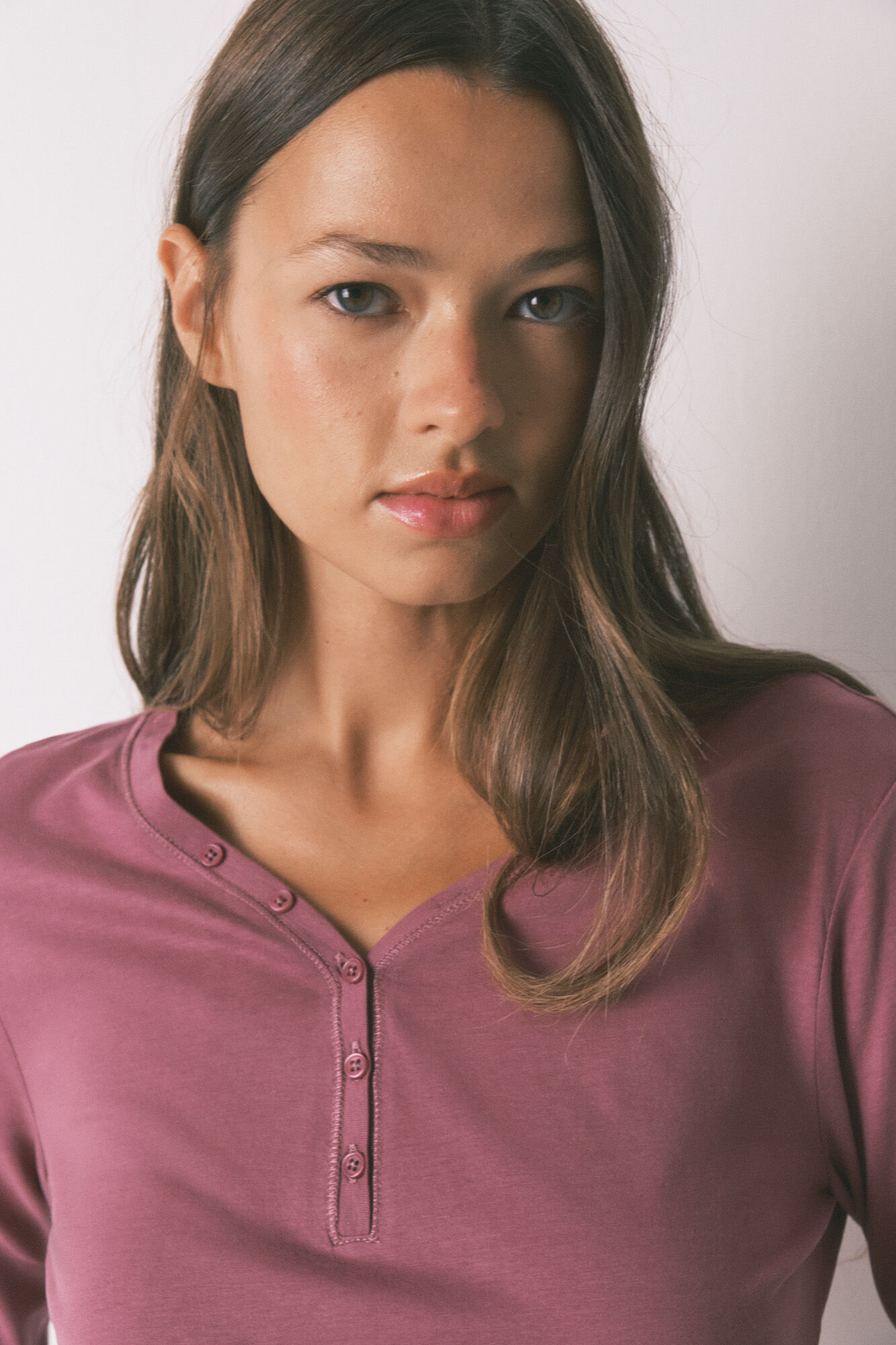 Women'secret Long sleeve brushed cotton maroon T-shirt