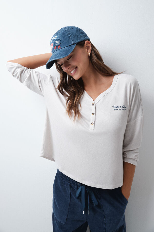 Women'secret Grey soft touch jersey-knit T-shirt grey