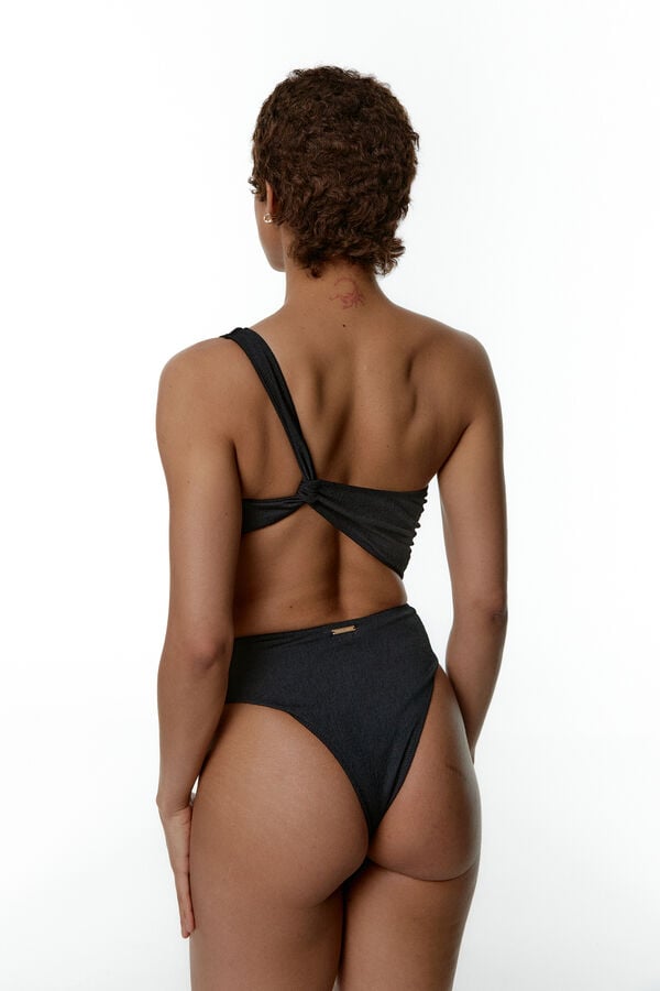 Womensecret Nellie Black jacquard asymmetric swimsuit noir