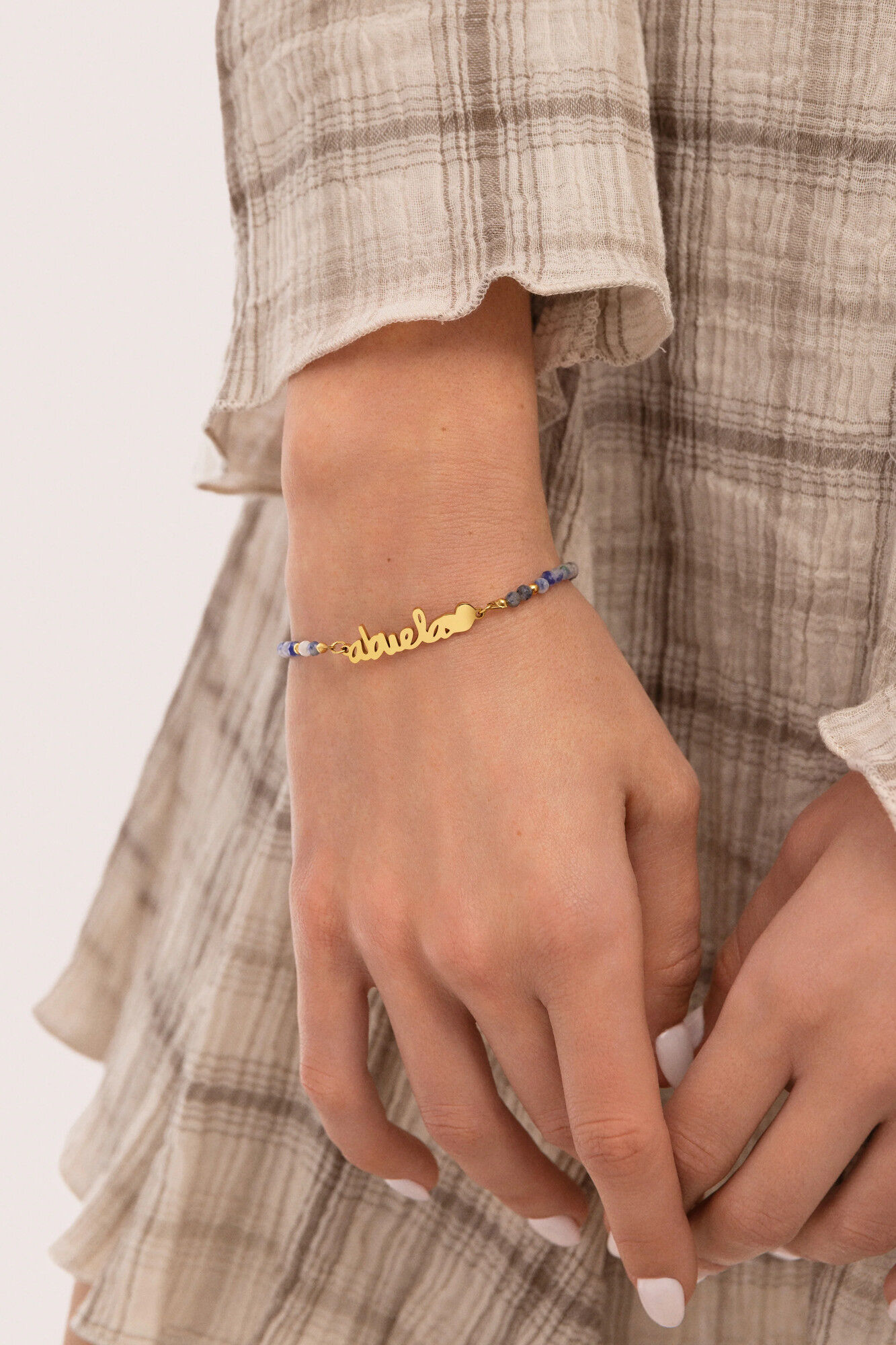 Singularu Cianit-Stahl-Armband mit Goldbeschichtung und Oma-Herz