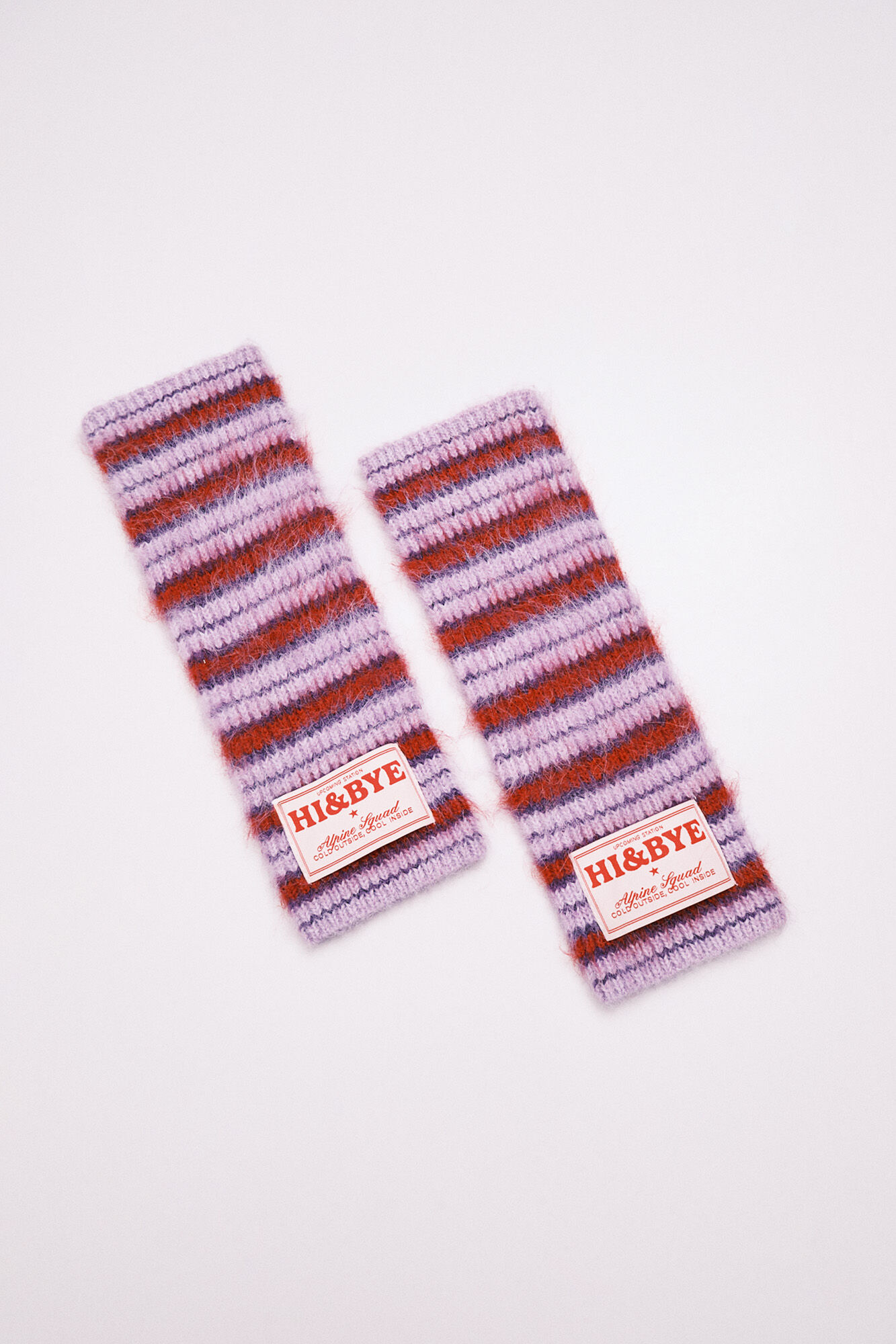 HI&BYE Purple striped fingerless gloves