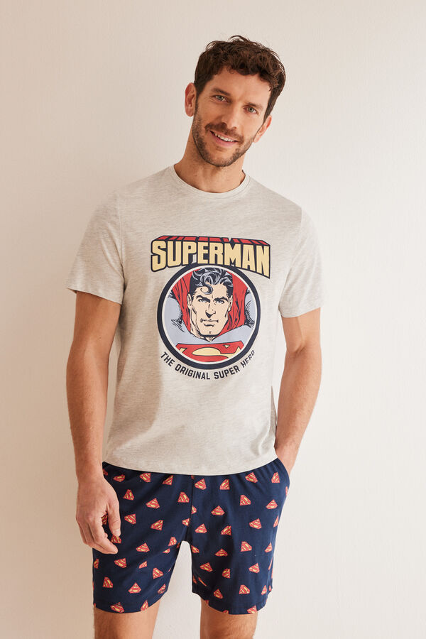 Womensecret Muška pidžama od 100% pamuka Superman Siva