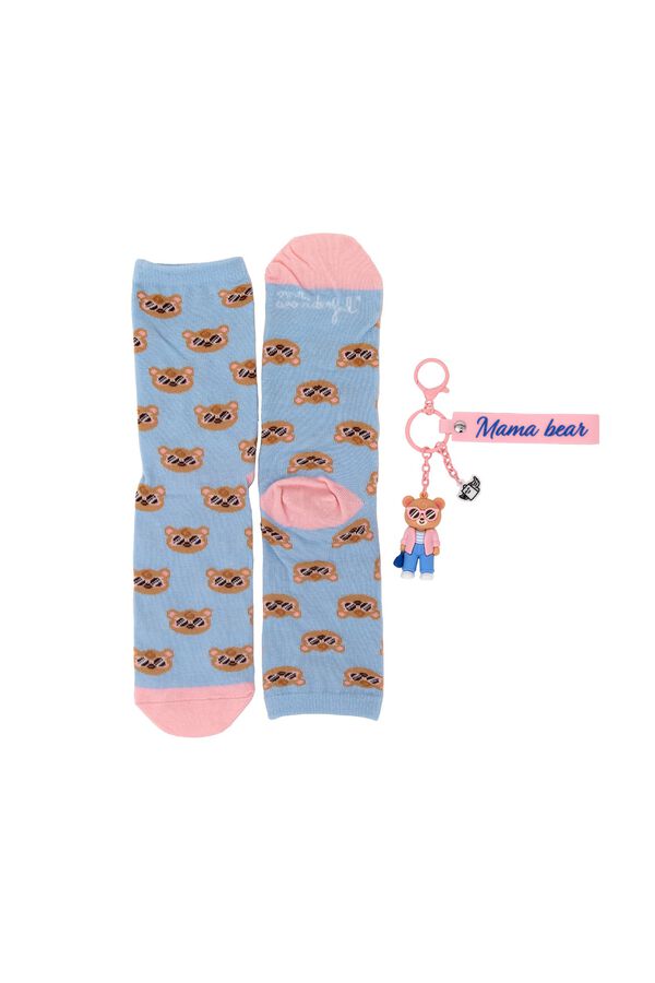 Mr. Wonderful Kit of socks + key ring - Mama bear printed