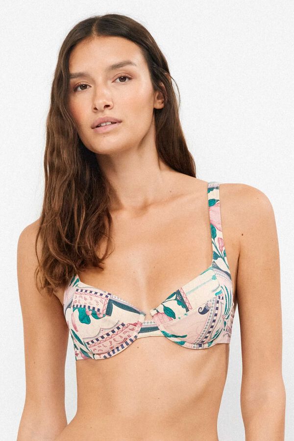 Gisela Top bikini balconette estampado blanco