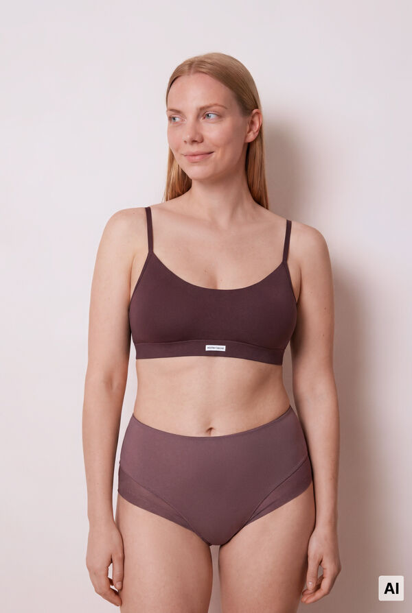 Women'secret Burgundy mesh high-waisted shaping panty pink