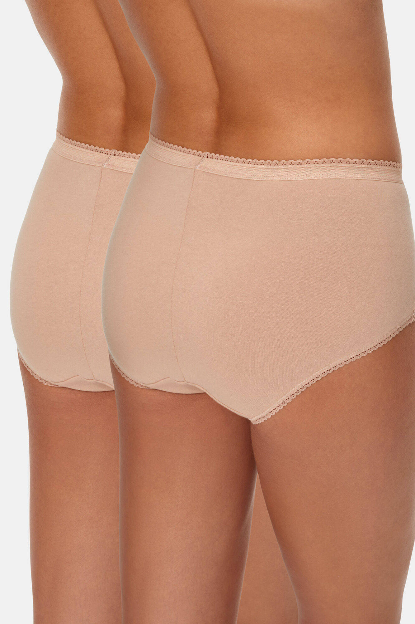 Playtex Pack de 2 bragas altas de algod&oacute;n el&aacute;stico con encaje