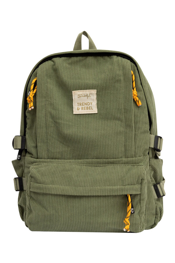 Mr. Wonderful Green corduroy backpack - Trendy & rebel printed