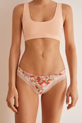 Womensecret Floral microfibre and lace panty pink