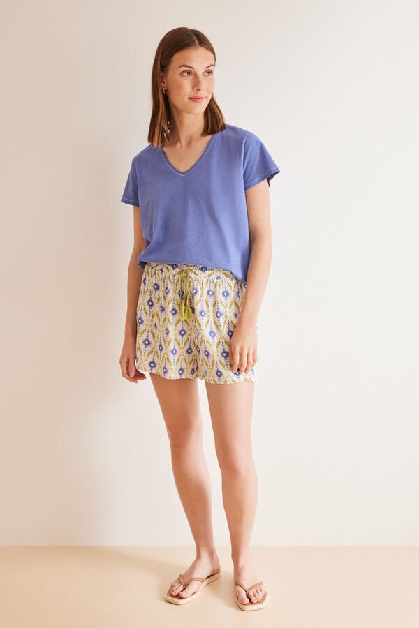 Womensecret Ikat geometric print shorts blue
