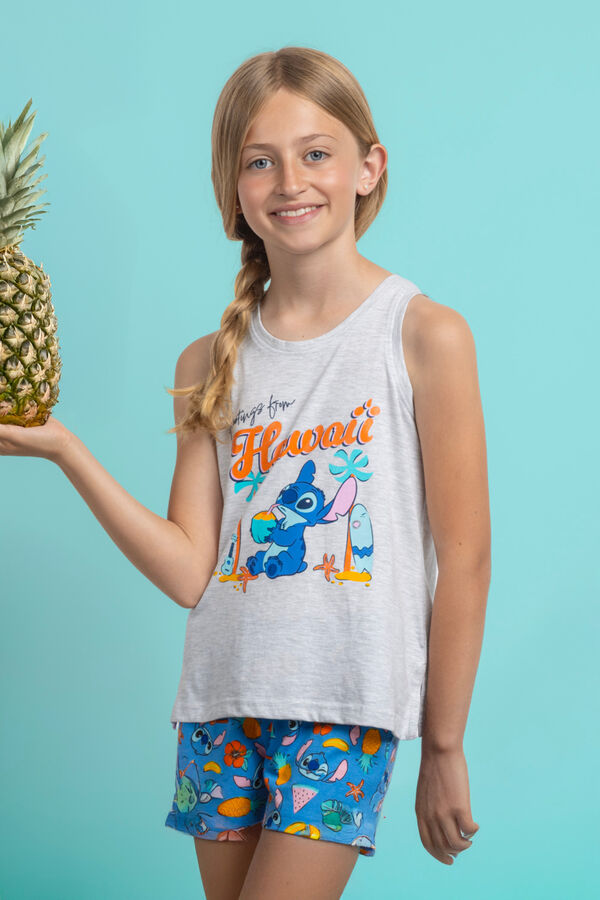 Admas Pijama corto Hawaii Stich gris
