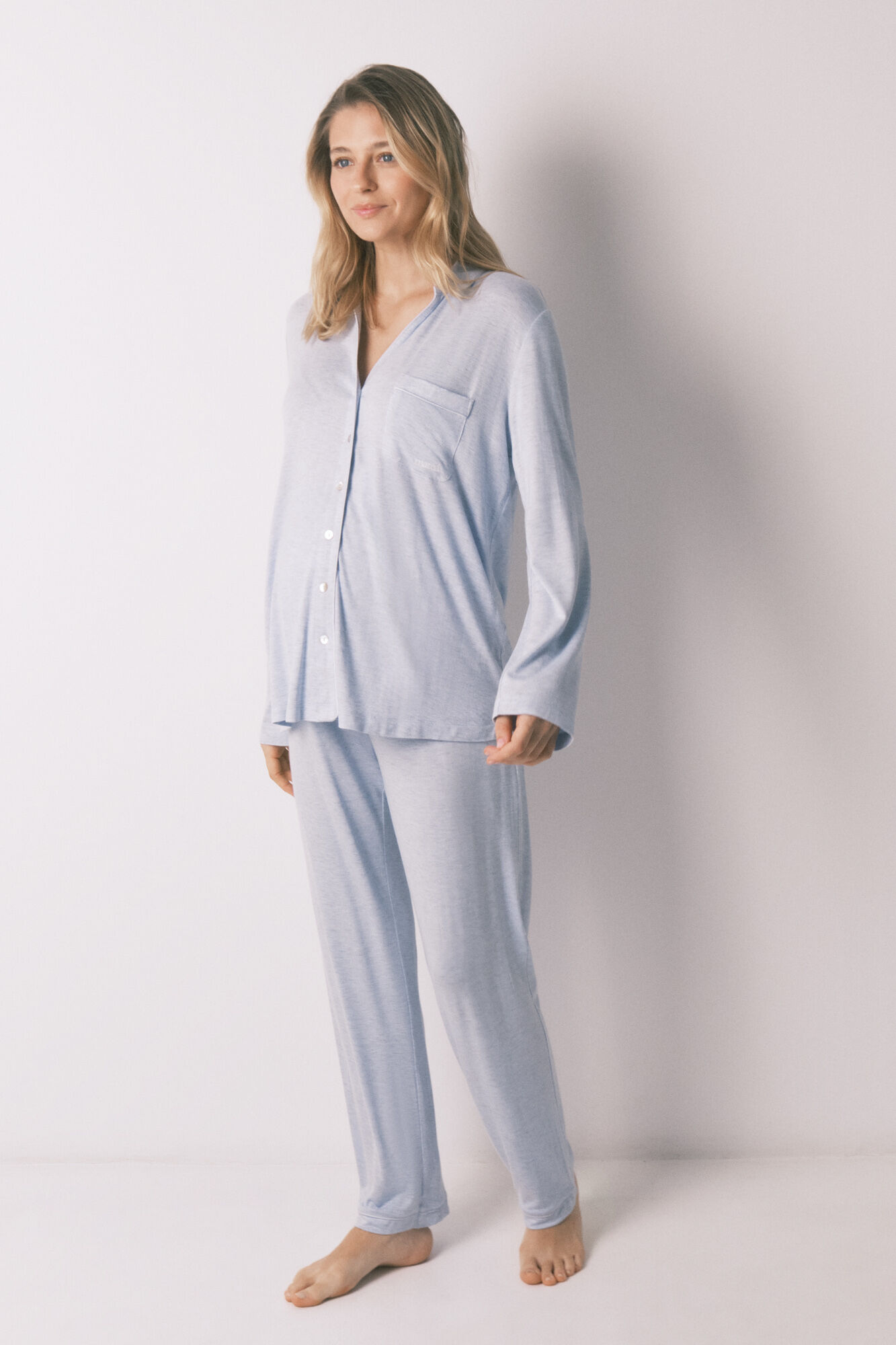 Women'secret Blue super soft maternity classic long pyjamas