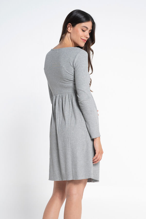 Ohma! maternity rib nightgown with crossover neckline grey