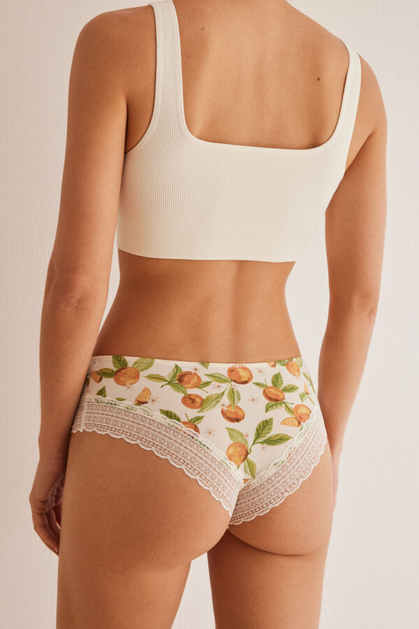 Womensecret Wide Brazilian lace panty with oranges motif brown