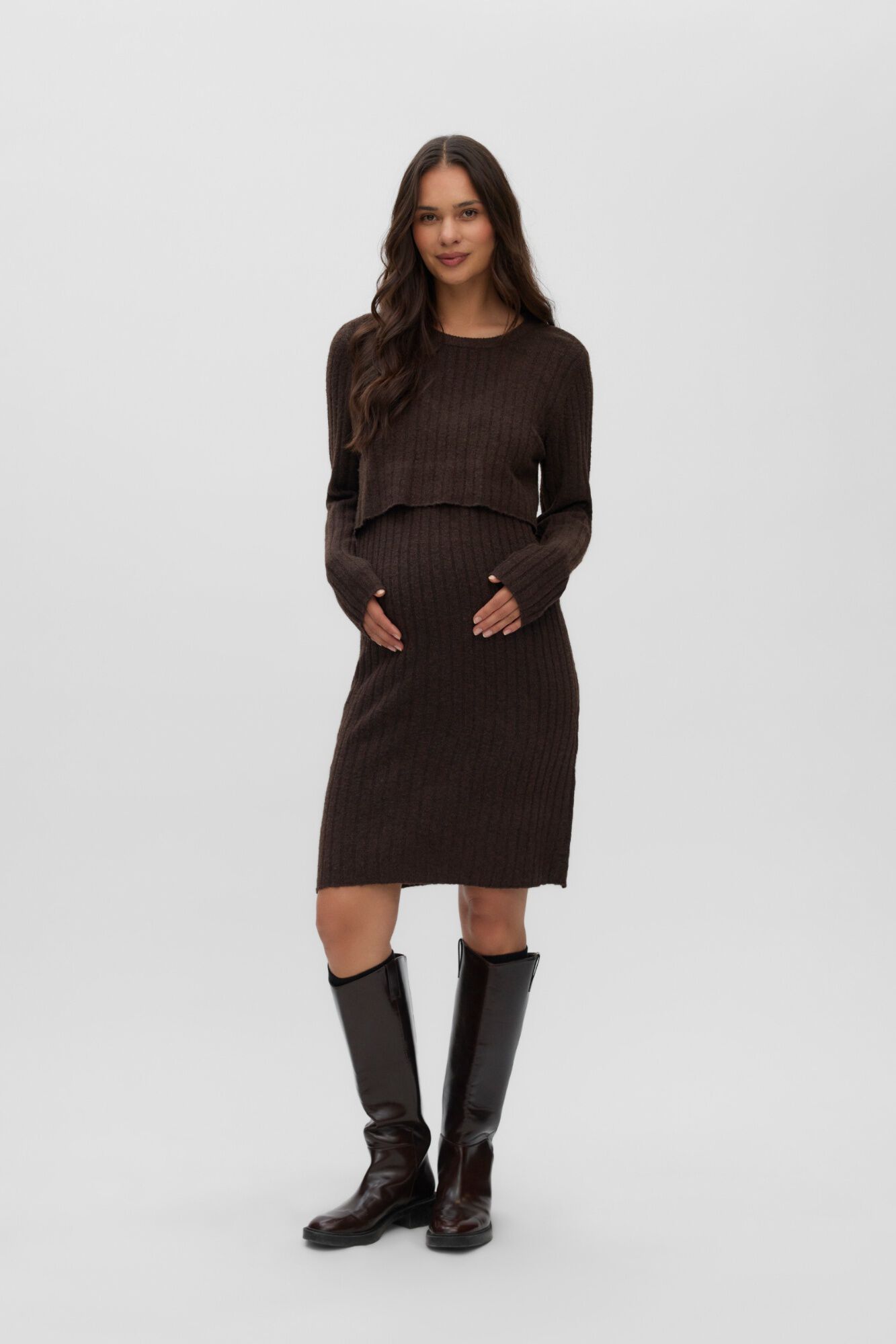Mamalicious Maternity and breastfeeding ribbed dress