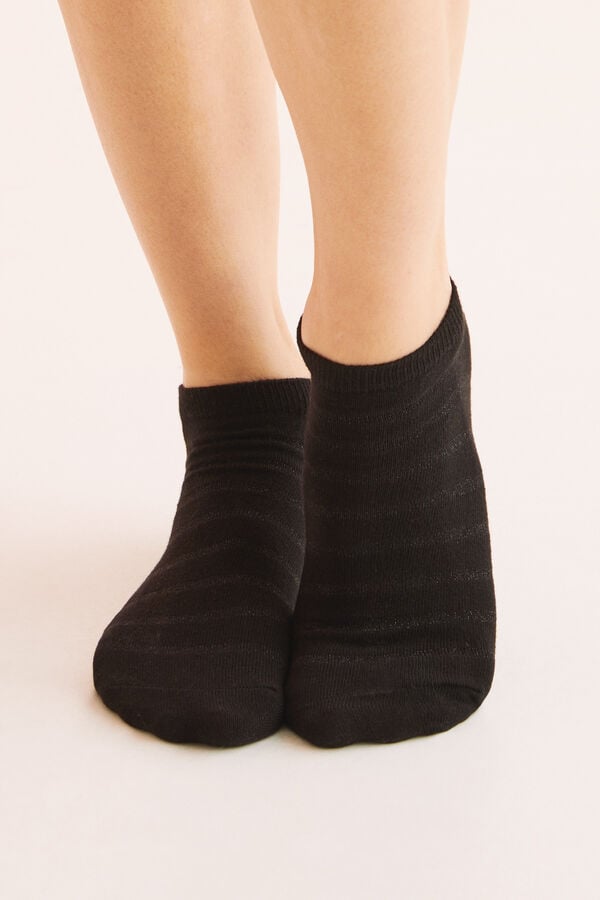Womensecret 3er-Pack kurze Socken Baumwolle Schwarz Schwarz