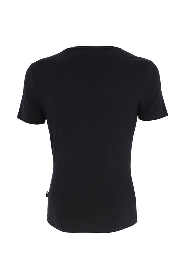 Womensecret Men's short sleeve thermal T-shirt with a V-neck noir