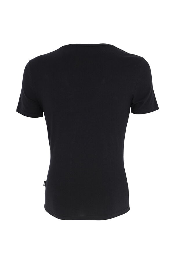 Womensecret Men's short sleeve thermal T-shirt with a V-neck black