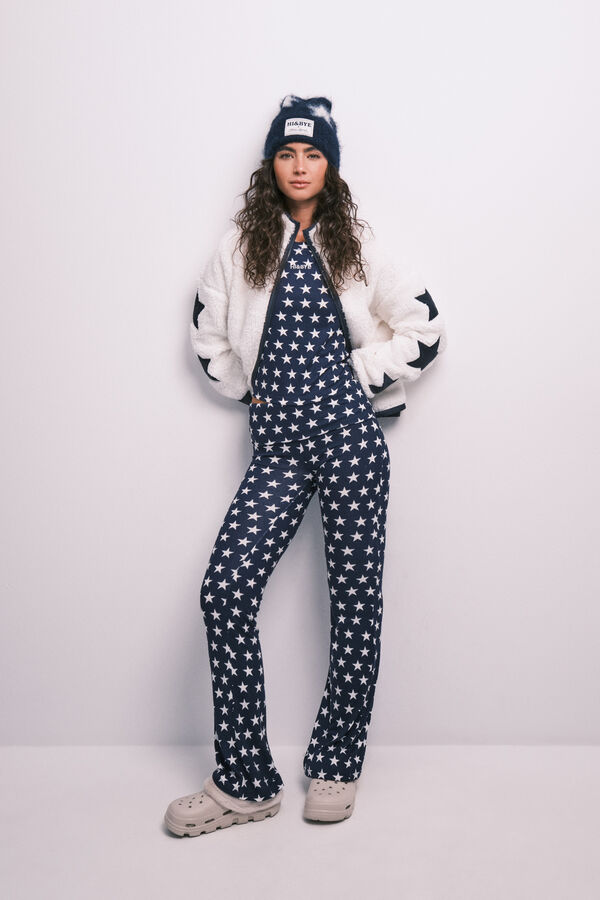 HI&BYE Navy blue star print long pyjamas blue
