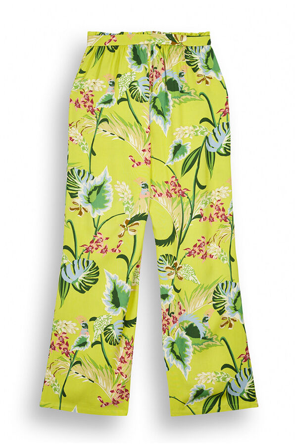 Womensecret Pantalón largo fluido floral estampado