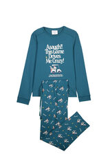 Women'secret Pijama largo algod&oacute;n Snoopy azul azul