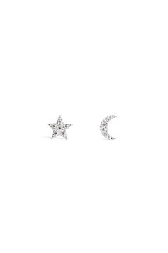 Womensecret Ohrringe Moon & Star Silber Grau