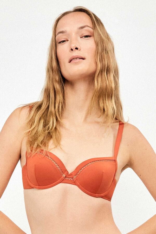 Gisela Top bikini aro, foam y detalle calado naranja