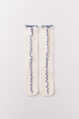 Women'secret White long contrast thread socks white