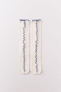 Women'secret White long contrast thread socks