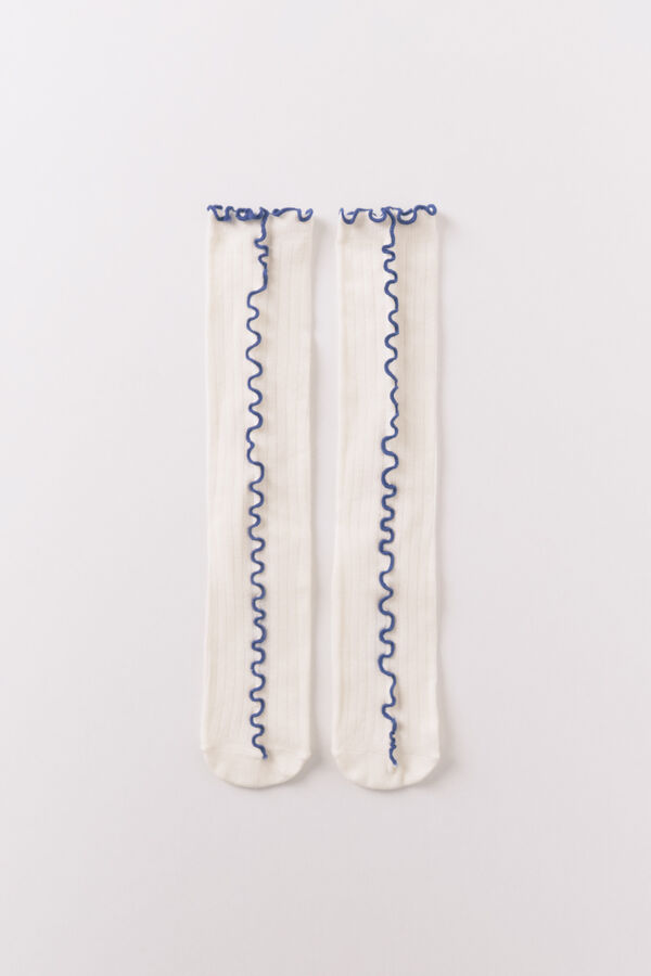 Women'secret White long contrast thread socks white