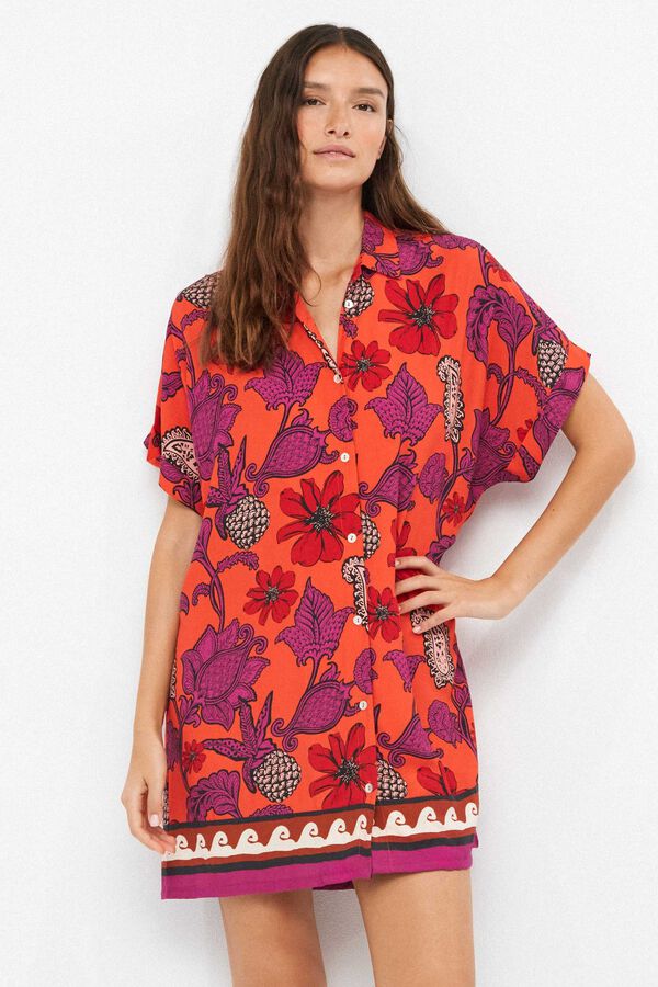 Gisela Camisola print floral tropical blanco
