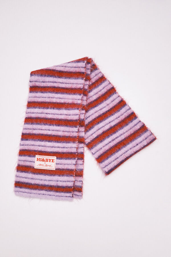 HI&BYE Foulard &agrave; rayures violet rose