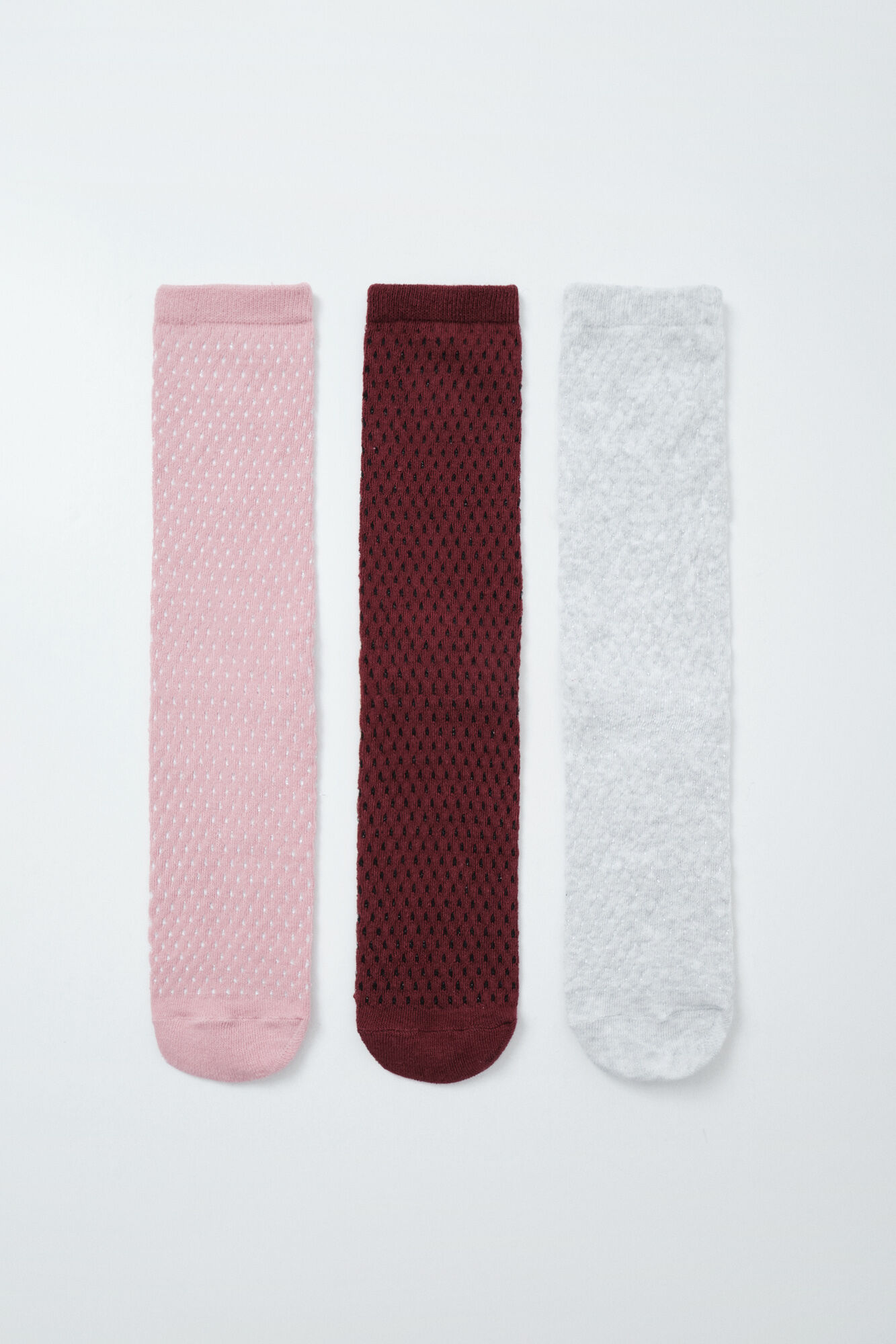 Women'secret Pink diamond texture 3-pack long socks