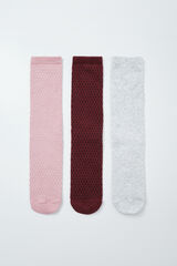 Women'secret Pink diamond texture 3-pack long socks pink