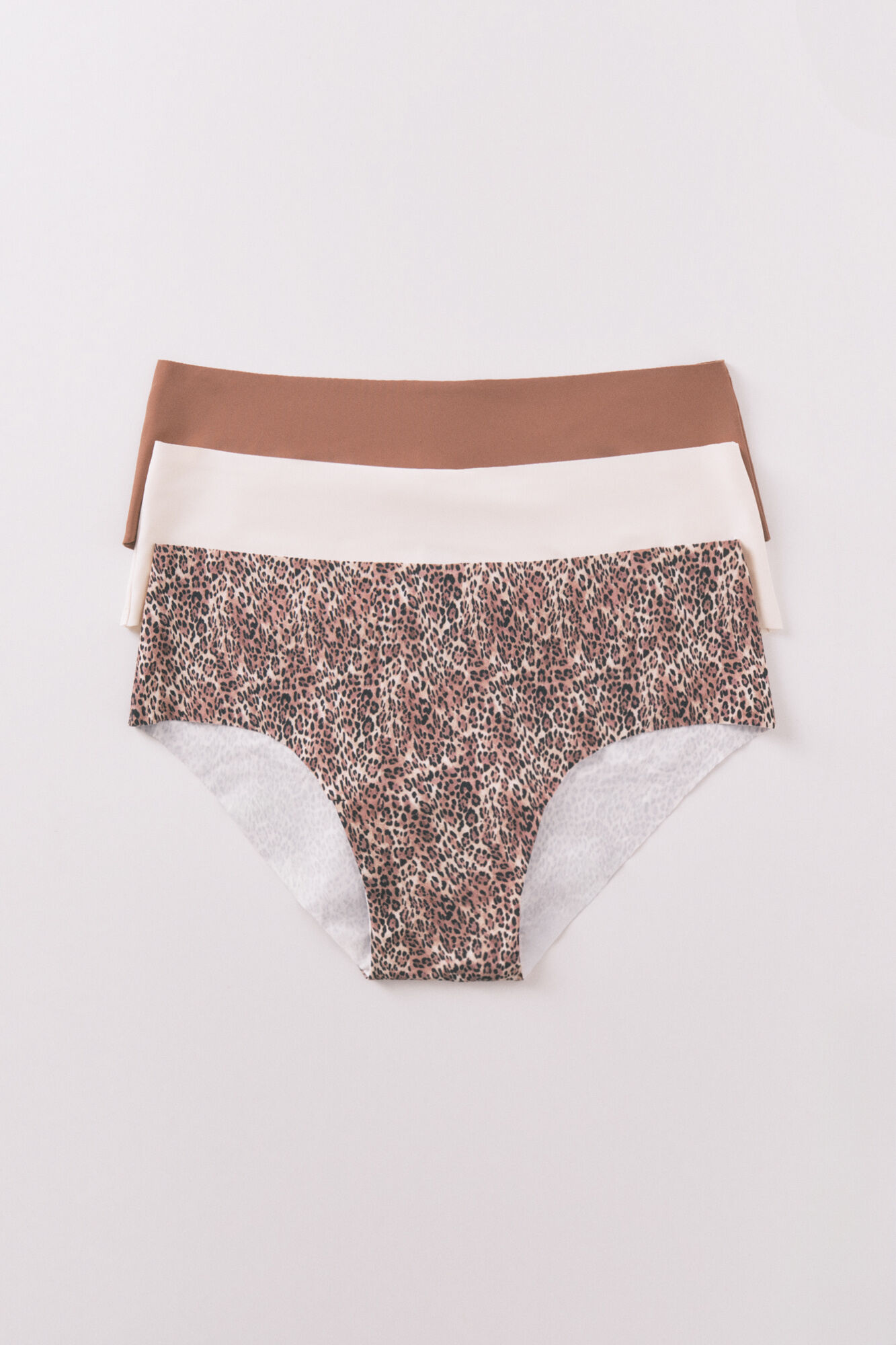 Women'secret 3- panties of wide-leg khaki animal print panties 