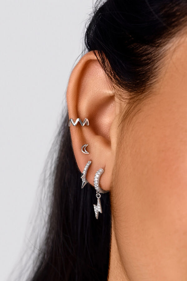 Womensecret Silver Moon Shape Single Earring szürke