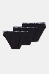 DIM Pacote de 3 cuecas masculinas de algod&atilde;o el&aacute;stico  preto