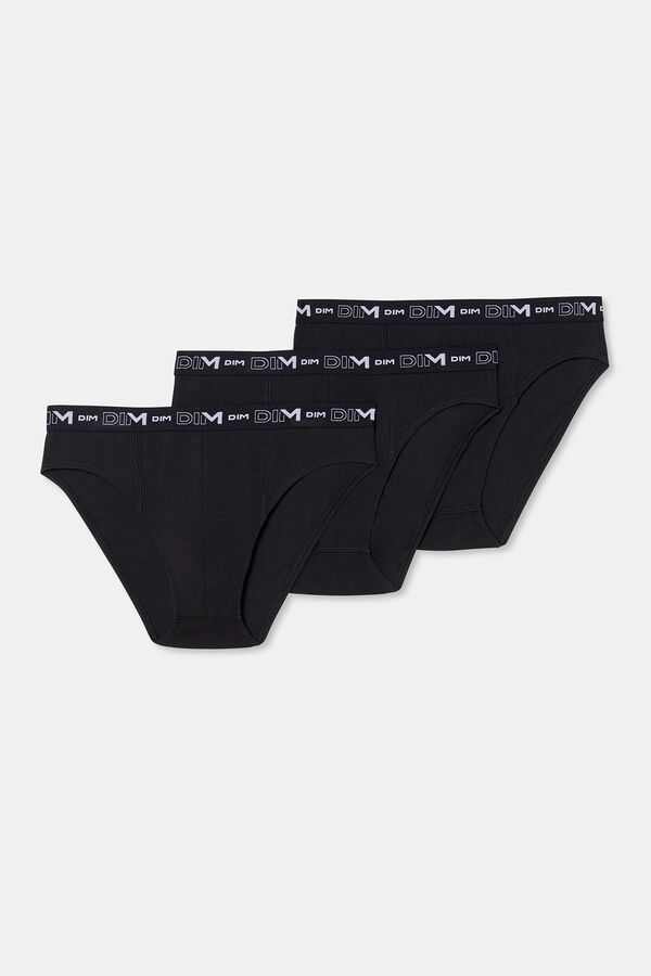 DIM Pacote de 3 cuecas masculinas de algod&atilde;o el&aacute;stico  preto