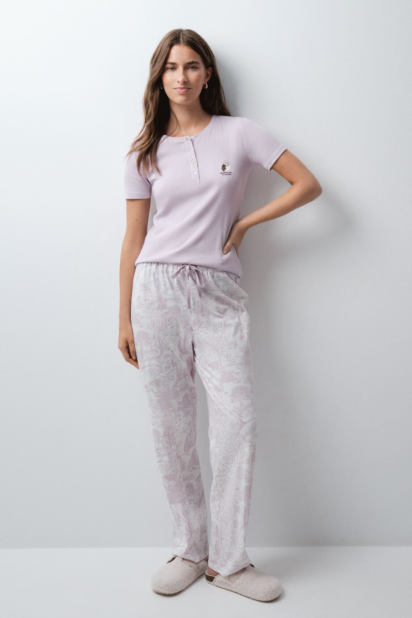 Women'secret Floral cotton short sleeve long pyjamas