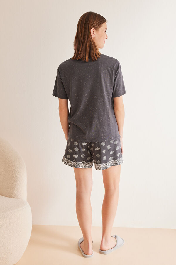 Womensecret Pijama corto 100% algodón gris conchas gris