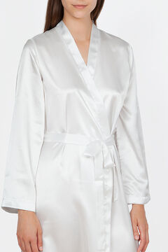 Womensecret Ivette Bridal women's short white satin robe Naturweiß