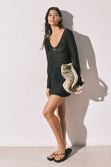 Women'secret Long sleeve crochet tunic black