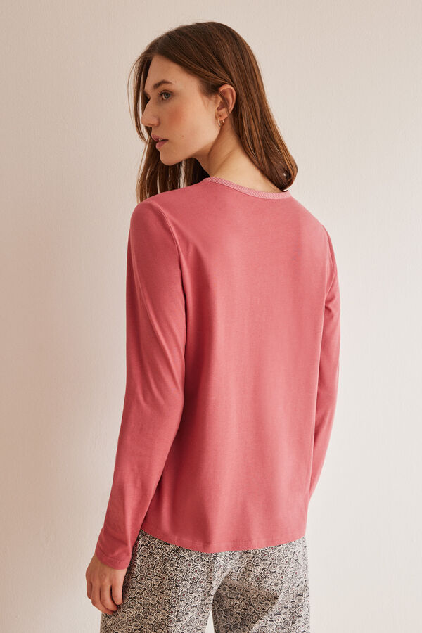 Womensecret Ružičasta majica dugih rukava od 100%-tnog pamuka Ružičasta