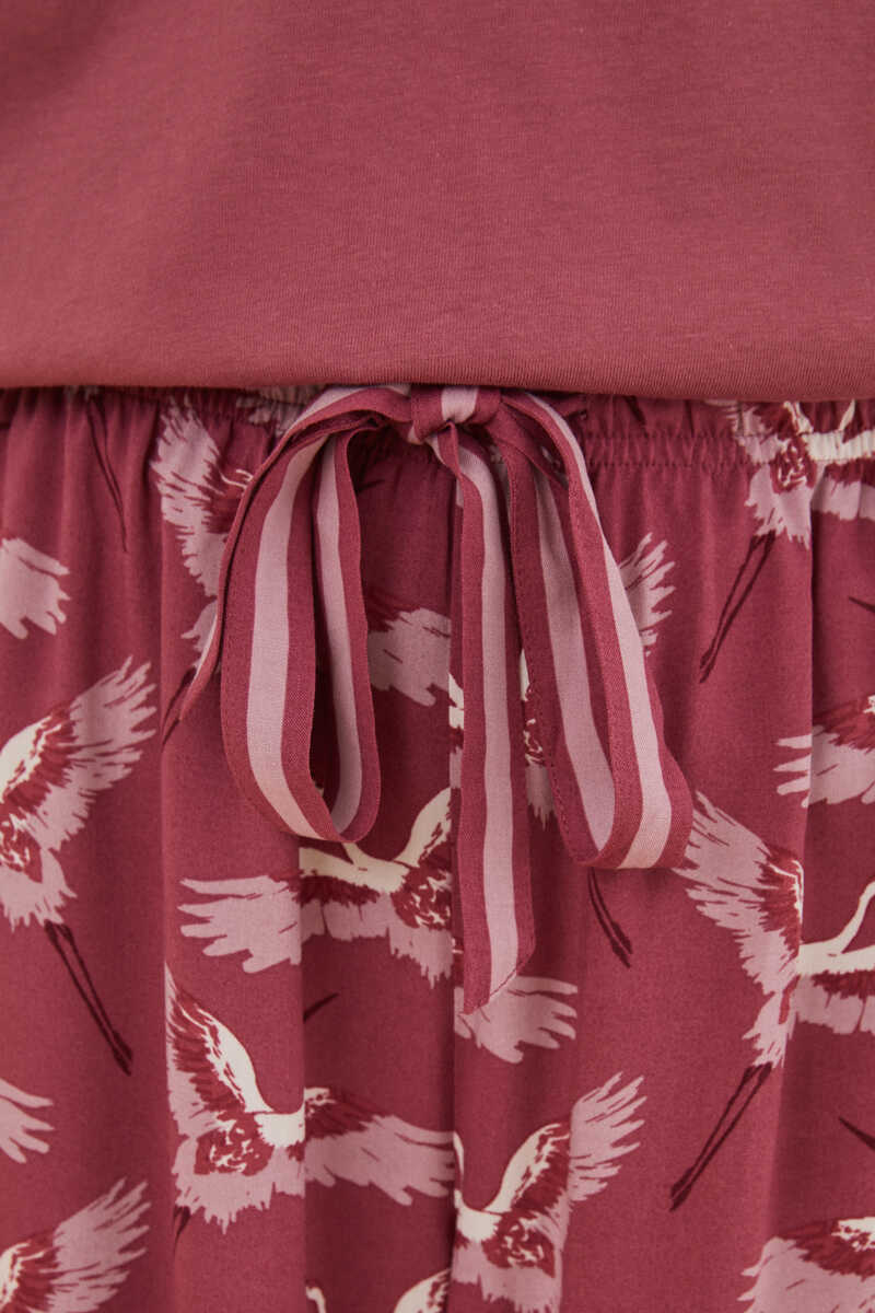 Womensecret Pantalón largo estampado garzas Moniquilla rosa