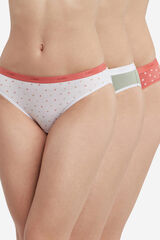 DIM Pack de 3 bragas de algod&oacute;n el&aacute;stico estampadas rojo