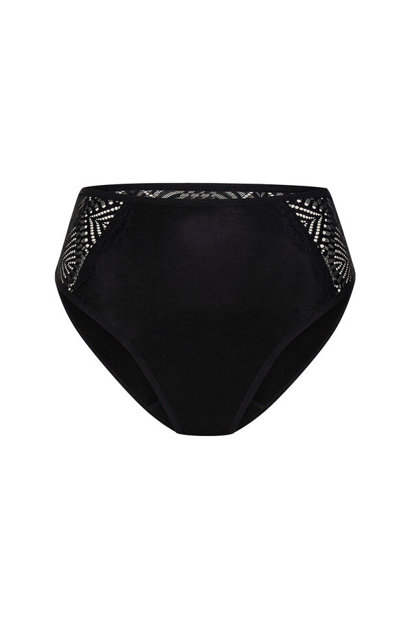 Modibodi Black bamboo lace moderate to heavy absorbency period panty black