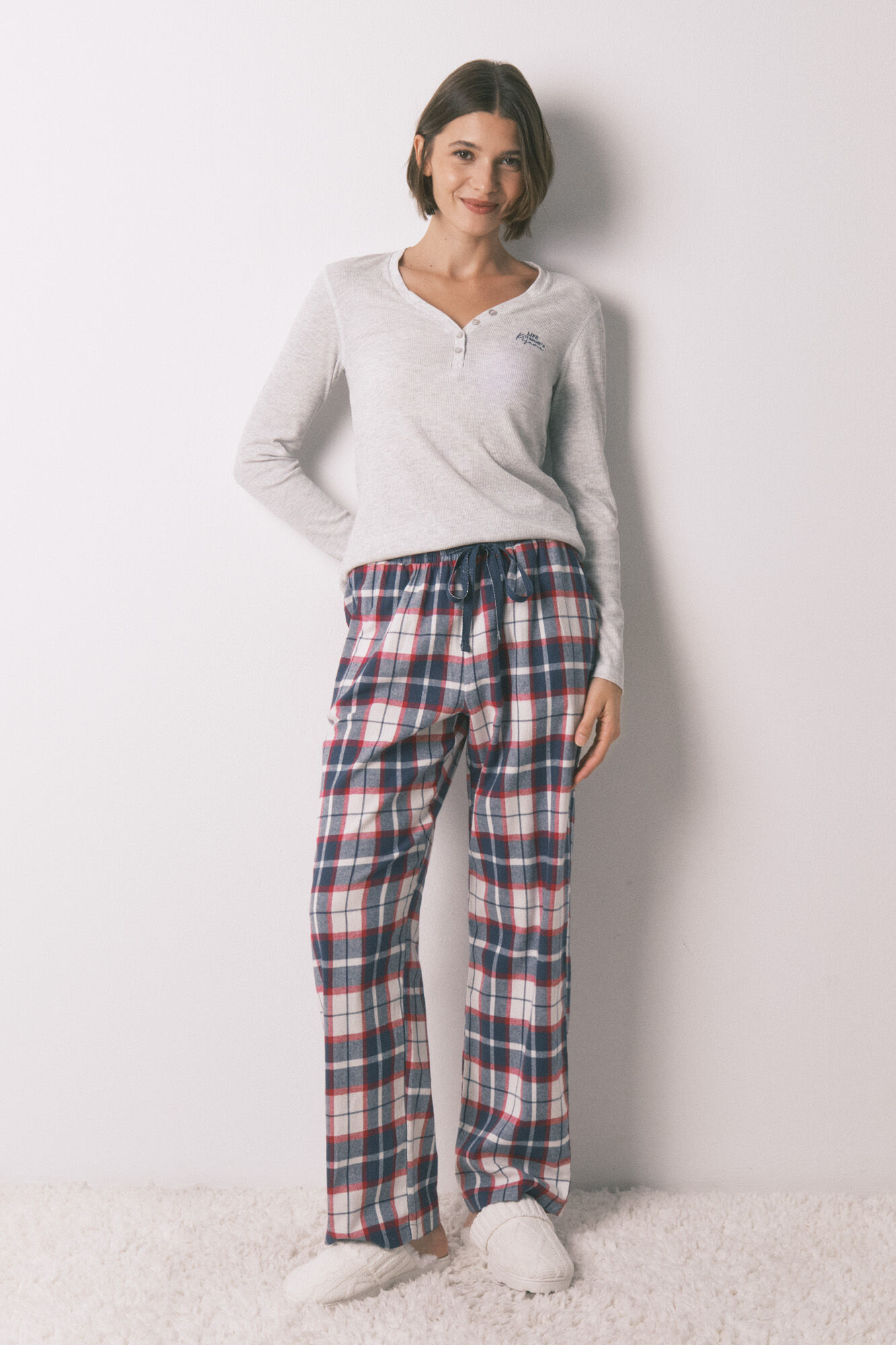 Women'secret Grey waffle long sleeve T-shirt